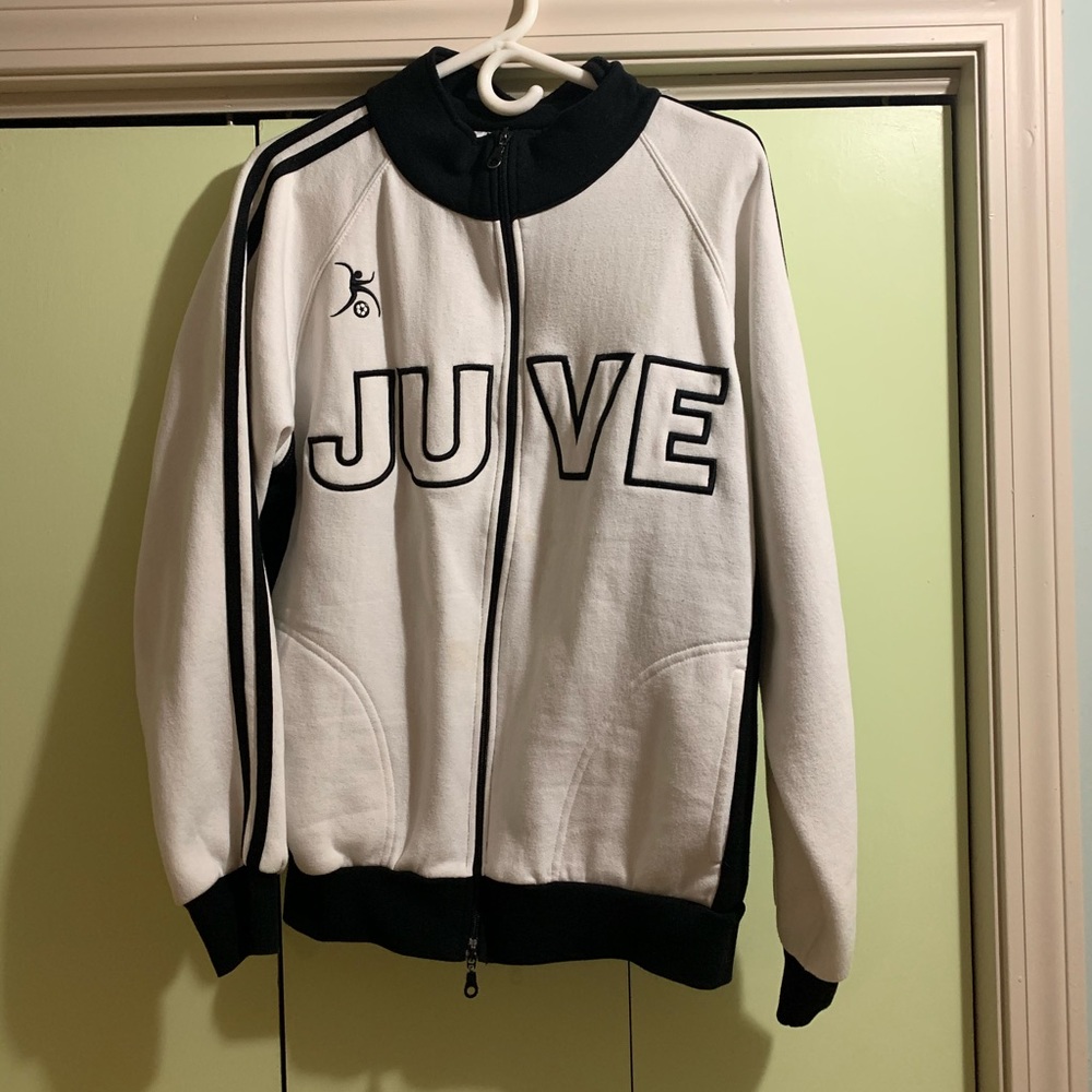 Juventus white and black zip up sweatshirt